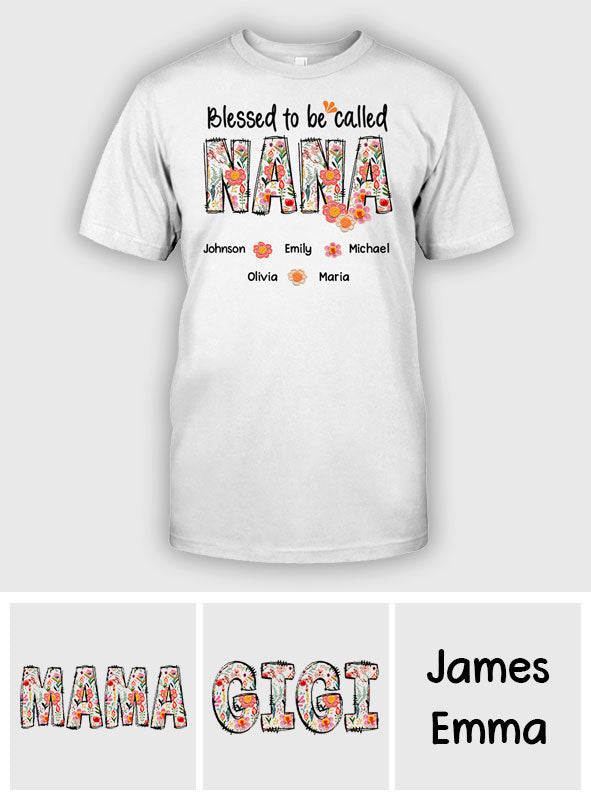 T-shirt et sweat à capuche personnalisés « Bénie d'être appelée Nana » style floral