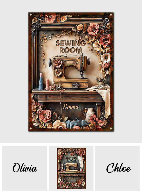 Mon atelier de couture - Panneau métallique rectangulaire personnalisé pour la couture