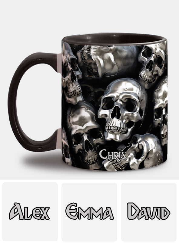 Mug personnalisé à motif crâne métallique 3D