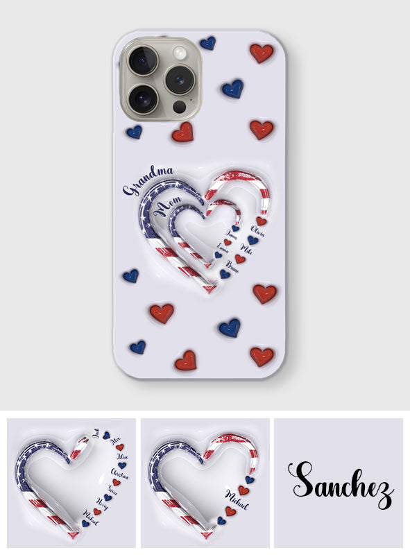 Coque de téléphone personnalisée « Cœurs de grand-mère » pour le 4 juillet