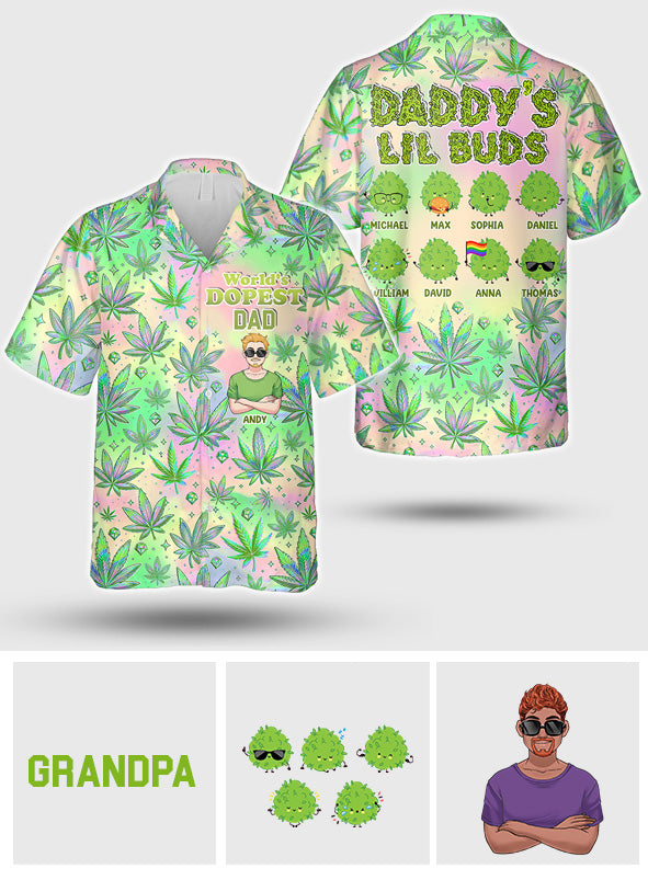 Les petits bourgeons de papa - Chemise hawaïenne personnalisée sur le thème du cannabis