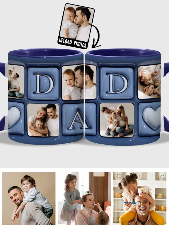 Mug personnalisé « Père et enfants » avec photo à télécharger