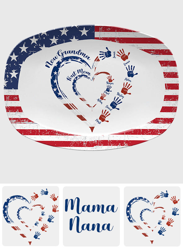 First Mom Now Grandma - Personalized Grandma Plate
