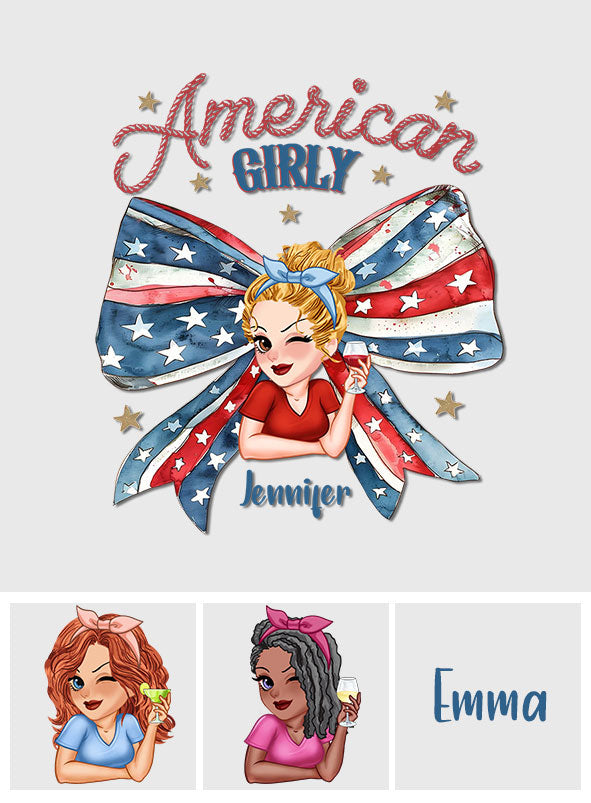 Coquette American Girl - Personalized Independence Day/ 4th of July Decal Full