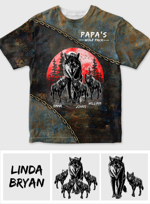 Papa Wolf Pack - Personalized Father All Over Shirt