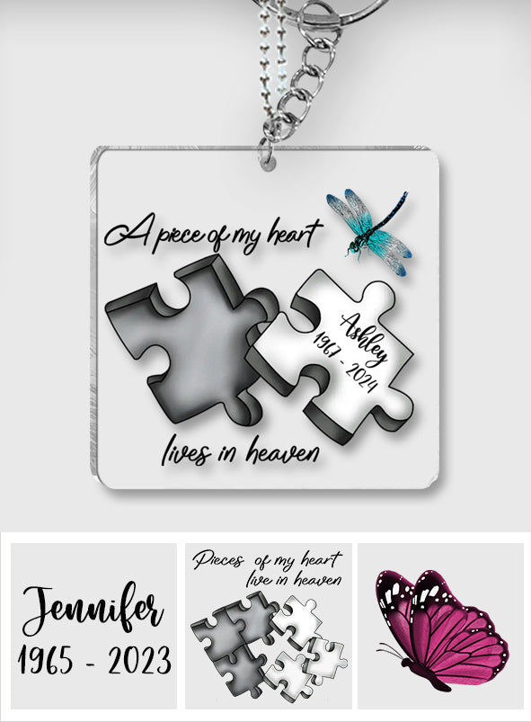 Memorial Butterfly Dragonfly Heaven Feather - Personalized Memorial Transparent Keychain