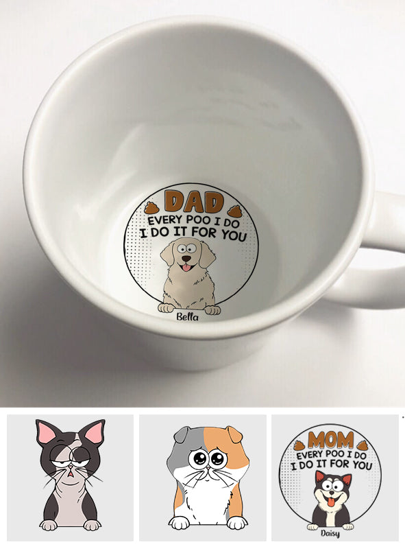 Mug personnalisé « Papa Maman À chaque fois que je fais caca » avec message caché pour chien