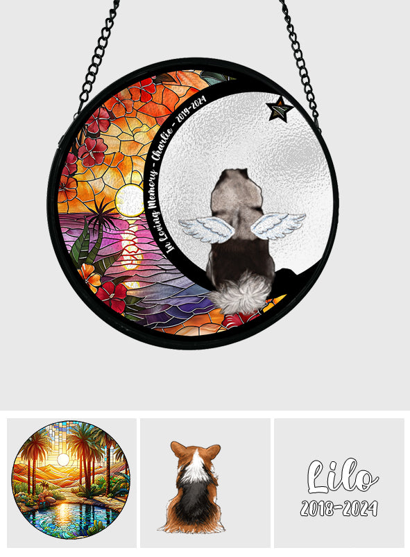 En souvenir de votre chien - Attrape-soleil personnalisé en vitrail