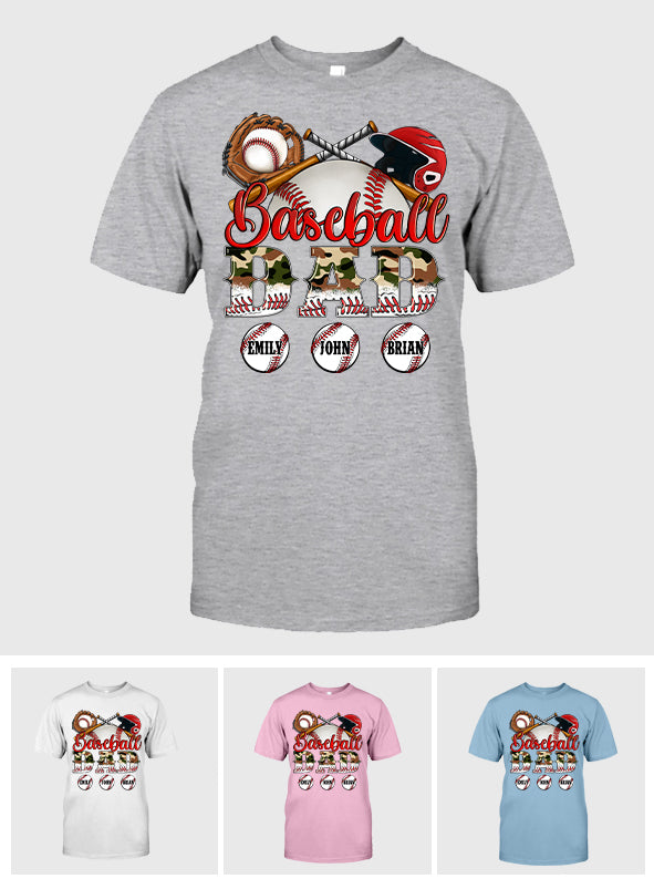 Meilleur papa de joueur de baseball au monde - T-shirt et sweat à capuche camouflage personnalisés - Sweat à capuche