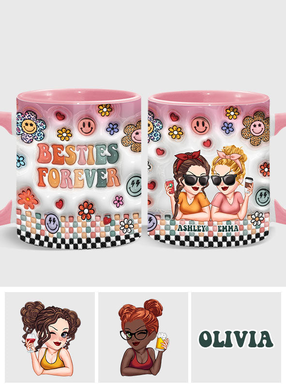 Besties Forever Floral - Personalized Bestie Accent Mug