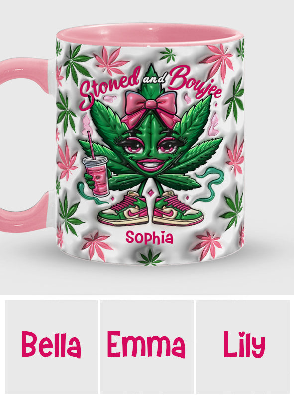 Mug personnalisé « Stoned And Boujee » avec motif cannabis