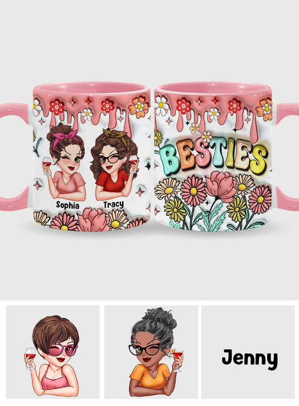 Meilleures amies pour toujours - Mug personnalisé Bestie Forever Floral
