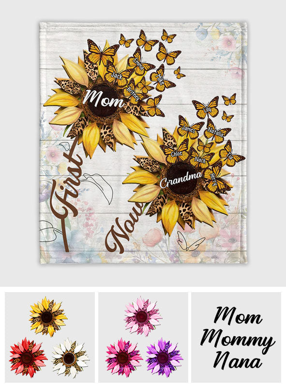 Première maman, maintenant grand-mère - Couverture personnalisée Tournesol pour grand-mère