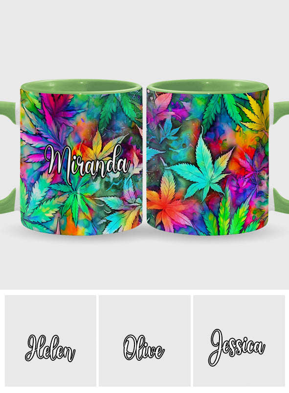 Psychedelic Marijuana Leaf - Personalized Weed Accent Mug