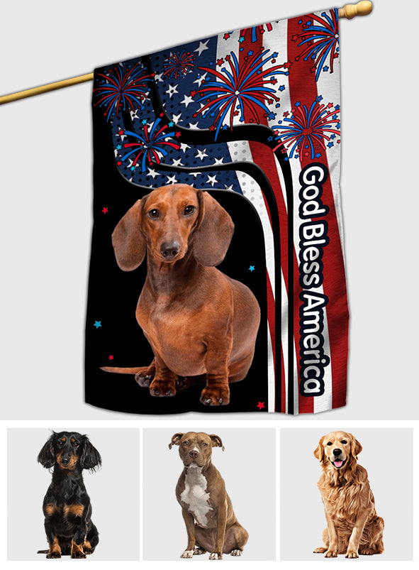 Que Dieu bénisse l'Amérique - Drapeau personnalisé pour niche pour chien