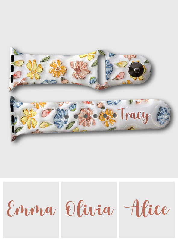 Bracelet Apple Watch à motif floral bouffant - Bracelet Apple Watch personnalisé
