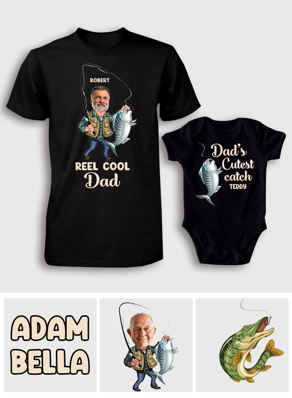 Papa cool - T-shirt de pêche personnalisé et body bébé
