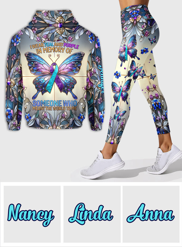 I Wear Teal And Purple - Personalized Suicide Prevention Hoodie and Leggings