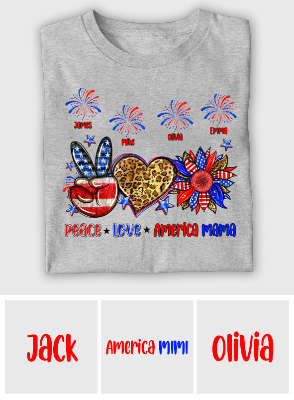T-shirt et sweat à capuche personnalisés « Paix, Amour, Mamie Américaine, Maman » (tous titres) - Maman