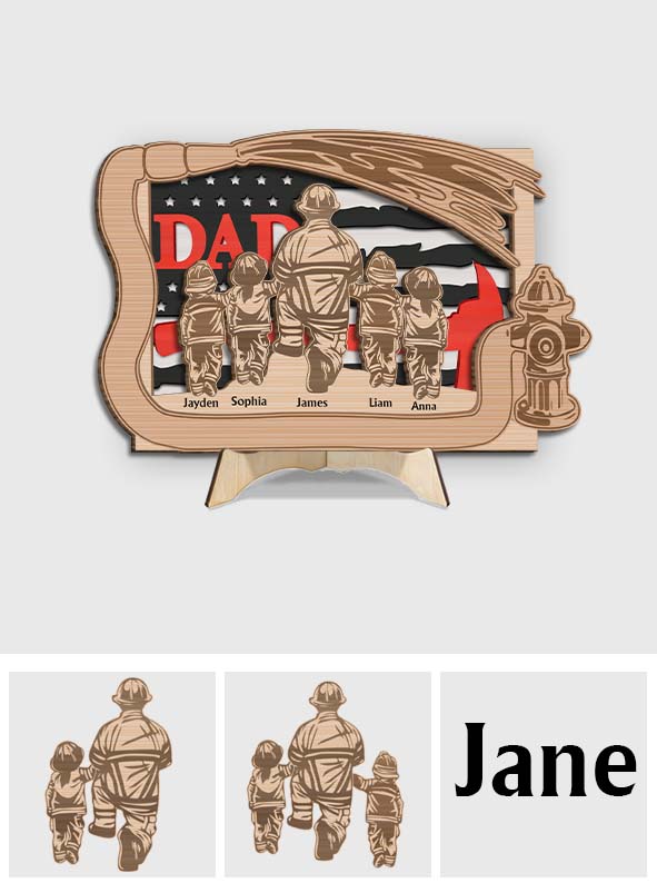 L'équipe de papa - Plaque en bois personnalisée « Papa » à 2 couches