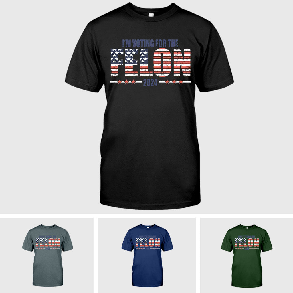 T-shirt « Je vote pour le criminel », T-shirt MAGA 2024, T-shirt humoristique politique 2024, T-shirt drapeau américain Trump pour les élections
