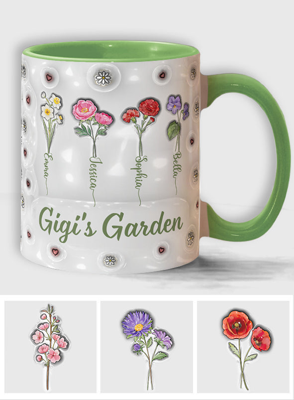 Fleurs du mois de naissance - Jardin de grand-mère - Mug personnalisé pour grand-mère