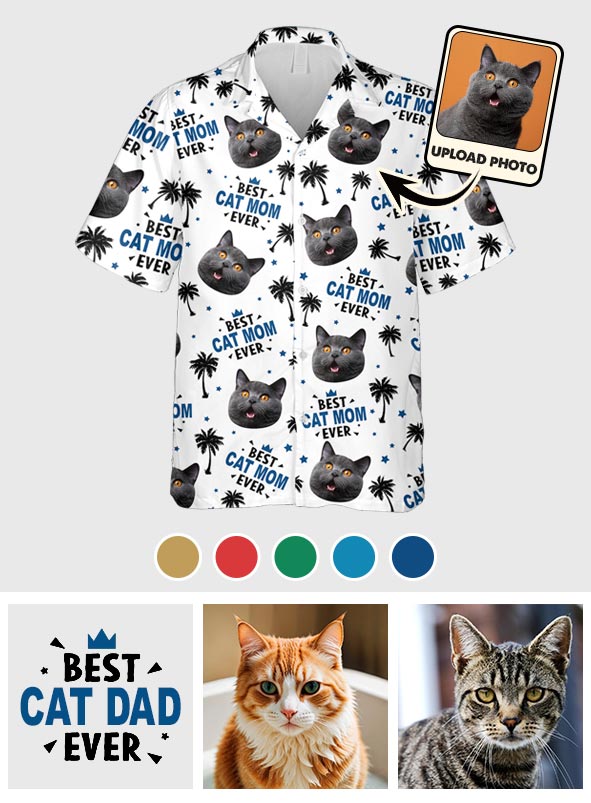 Meilleure maman et meilleur papa à fourrure du monde - Chemise hawaïenne personnalisée pour chat