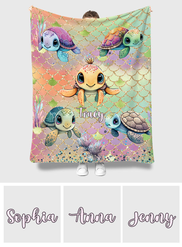 Adorables tortues - Couverture personnalisée en forme de tortue