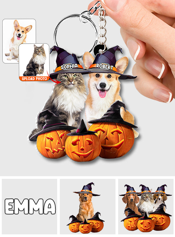 Adorables animaux d'Halloween - Porte-clés personnalisé en forme de chien