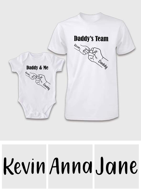 Papa et moi - L'équipe de papa - T-shirt personnalisé pour papa et body pour bébé
