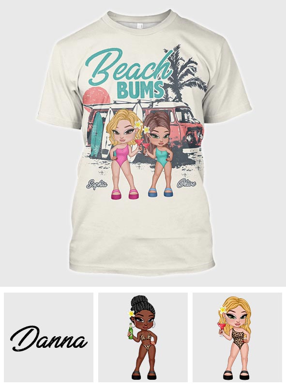 T-shirt personnalisé « Beach Bums » pour meilleures amies