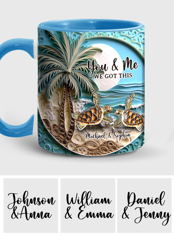 Couple de tortues sur la plage - Mug personnalisé à motif tortue