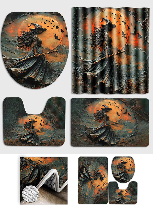 Ensemble rideau et tapis de bain sorcière magnifique