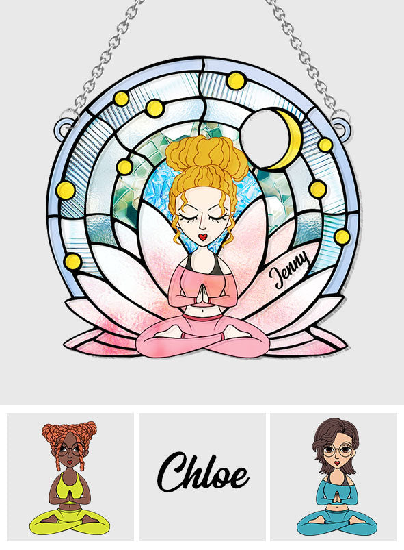 Namaste - Ornement attrape-soleil personnalisé pour fenêtre, inspiré du yoga