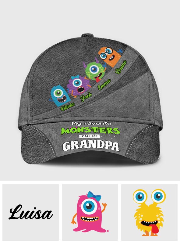 Mes monstres préférés m'appellent Papi Papa - Casquette classique personnalisée pour grand-père
