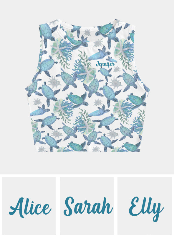 Débardeur court personnalisé « J’adore les tortues »