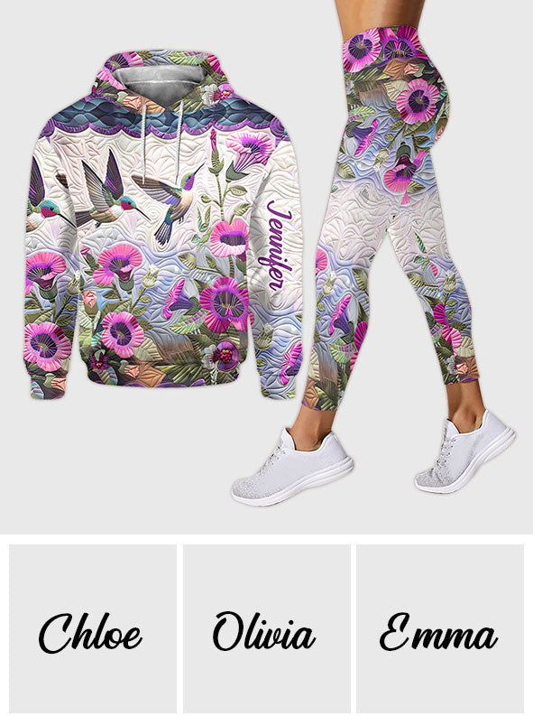 Magnifique colibri - Sweat à capuche et legging personnalisés colibri