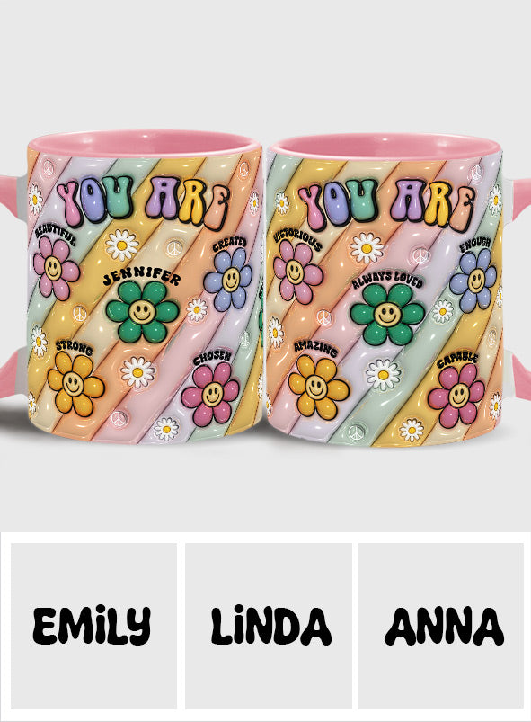 Tu es belle, forte et victorieuse - Mug personnalisé style hippie