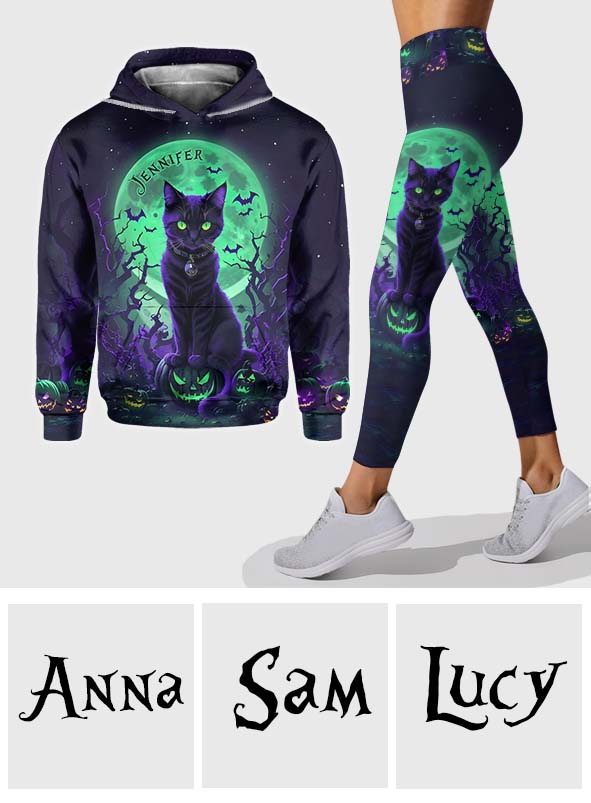 Chat Noir Mystérieux - Sweat à capuche et leggings personnalisés Chat Noir