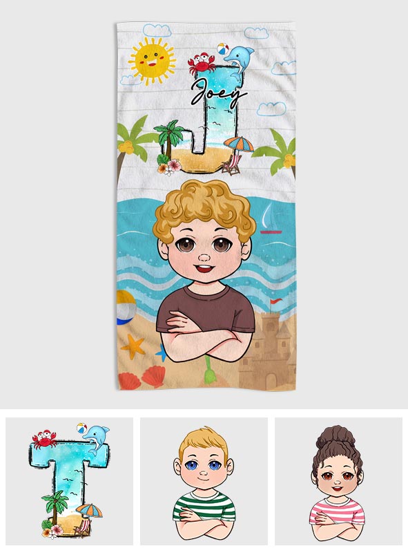 Enfant sur la plage - Serviette de plage personnalisée pour enfant