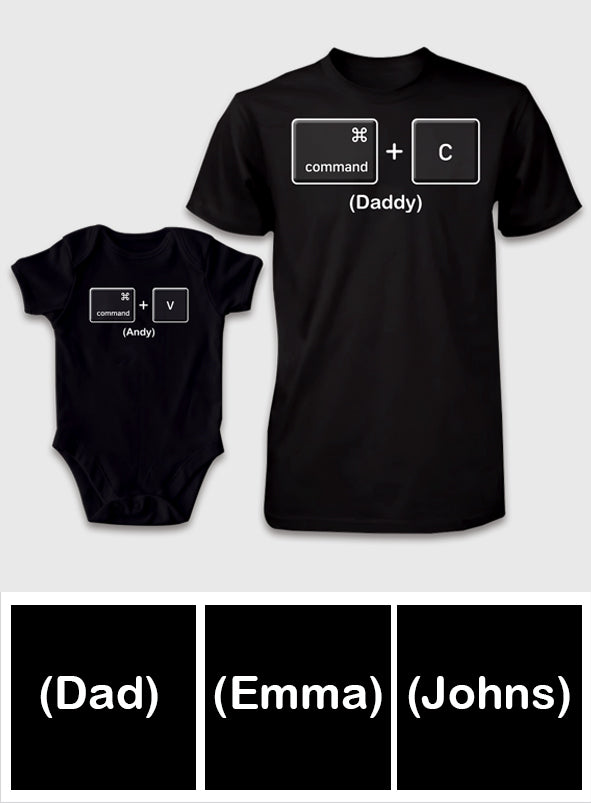 T-shirt et body personnalisés « Tel père, tel fils, telle fille » (humour) - Papa et bébé