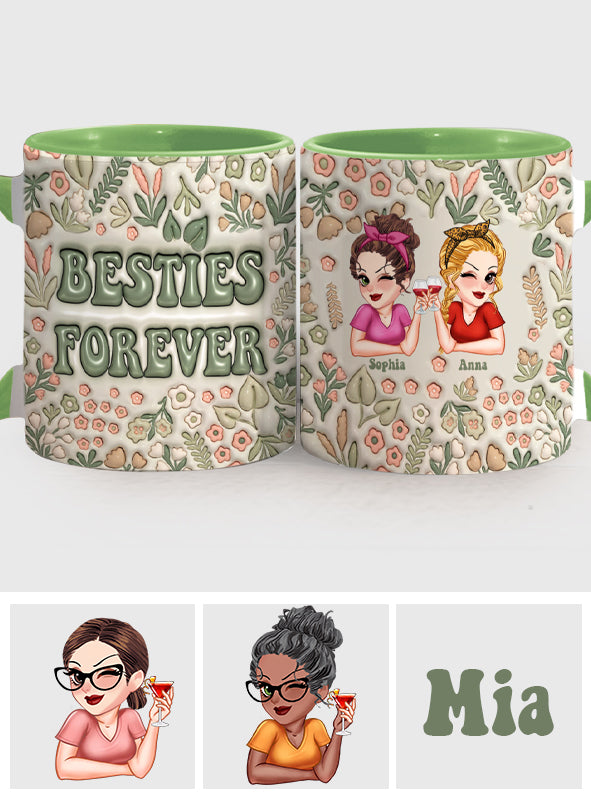 Besties Forever Floral - Personalized Bestie Accent Mug