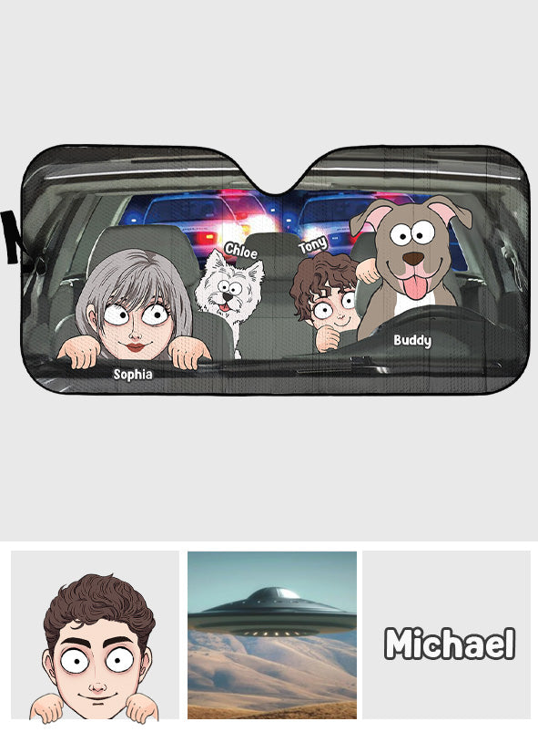 Toi, moi et les chiens - Pare-soleil de voiture personnalisé pour chiens