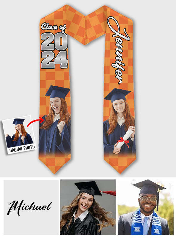 Écharpe de remise de diplôme personnalisée avec photo - Étole de remise de diplôme personnalisée