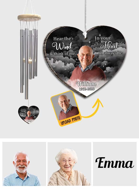 Écoute le vent et pense à moi - Carillon commémoratif personnalisé