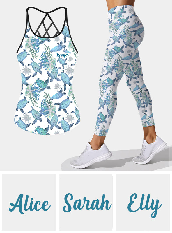 J'adore les tortues - Débardeur et legging personnalisés avec croix de tortues