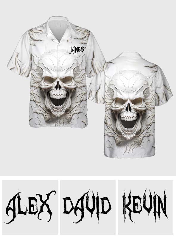 Chemise hawaïenne personnalisée à motif crâne noir