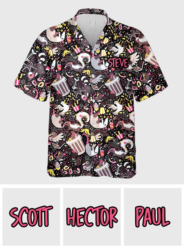 Mon animal totem mange des ordures - Chemise hawaïenne personnalisée avec un raton laveur