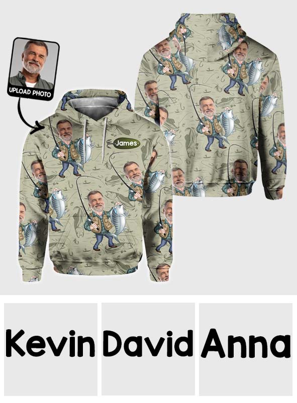 T-shirt de pêche personnalisé avec un motif caricatural amusant