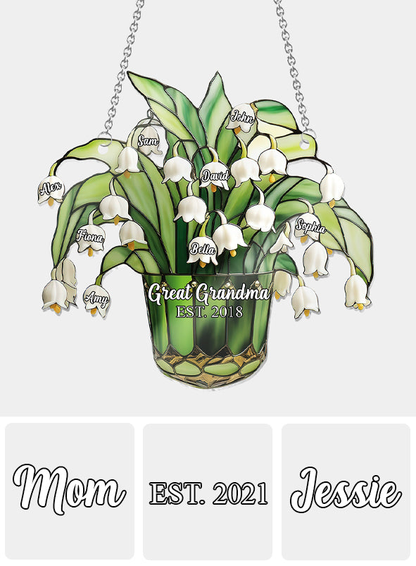 Muguet - Ornement attrape-soleil personnalisé à suspendre à la fenêtre pour grand-mère - Mamie, Maman, Arrière-grand-mère